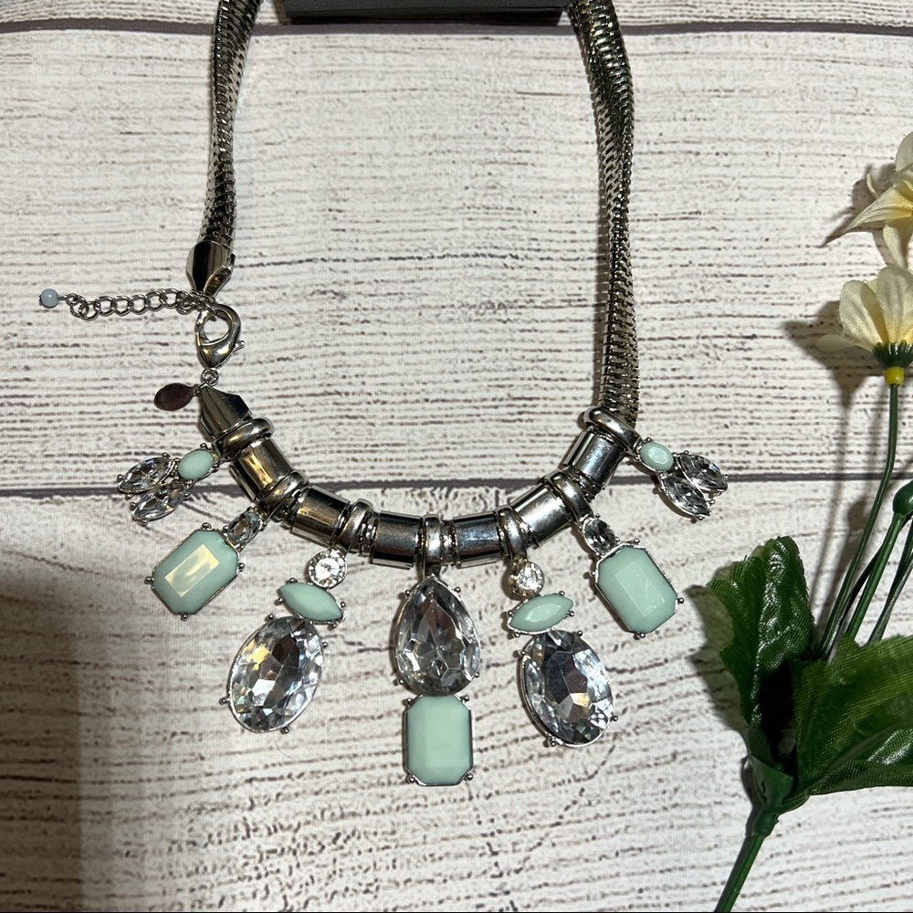 EXPRESS Embellished Diamond Silver Necklace - Picture 3 of 9